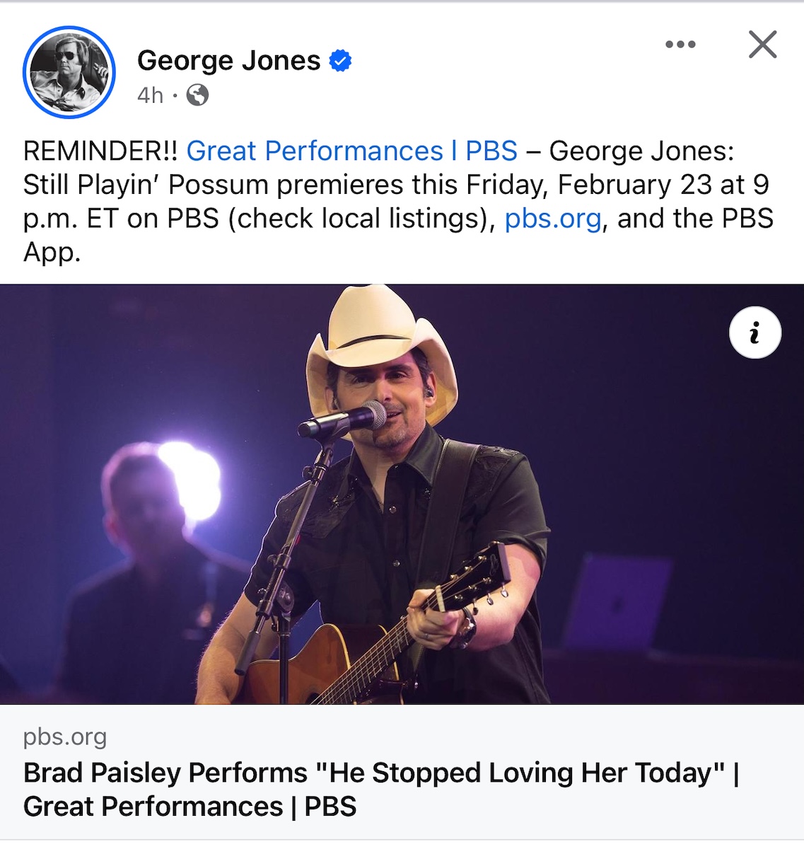 George Jones official page sharing Brad Paisley photography