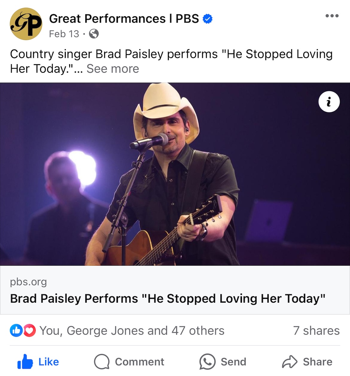 Great Performances PBS Brad Paisley He Stopped Loving Her Today