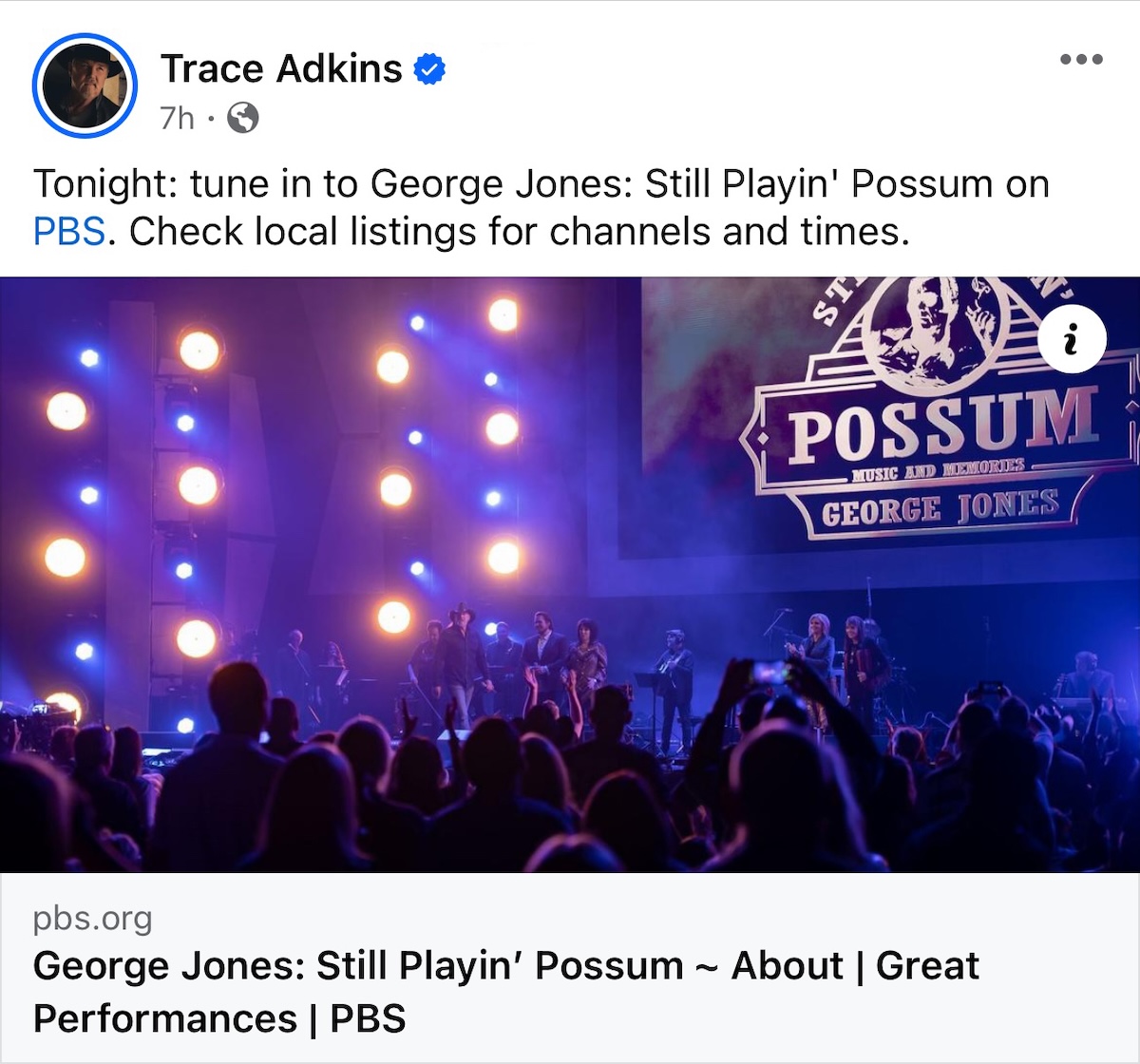 Trace Adkins announcing the PBS broadcast